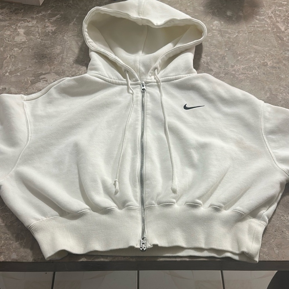 Nike Cropped Cream Full-Zip Hoodie